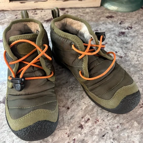 Keen Kids Howser II Waterproof Olive and Orange Boots - Picture 2 of 10